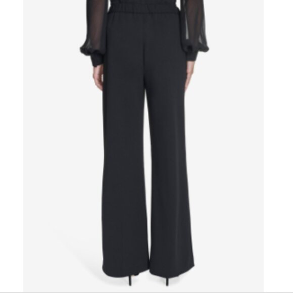 Halston Women's Rhinestone-Waistband Wide-Leg Pants - Black - Picture 5 of 8